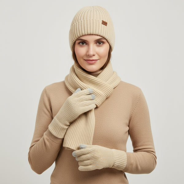 Winterset mit Mütze Schal und Handschuhen