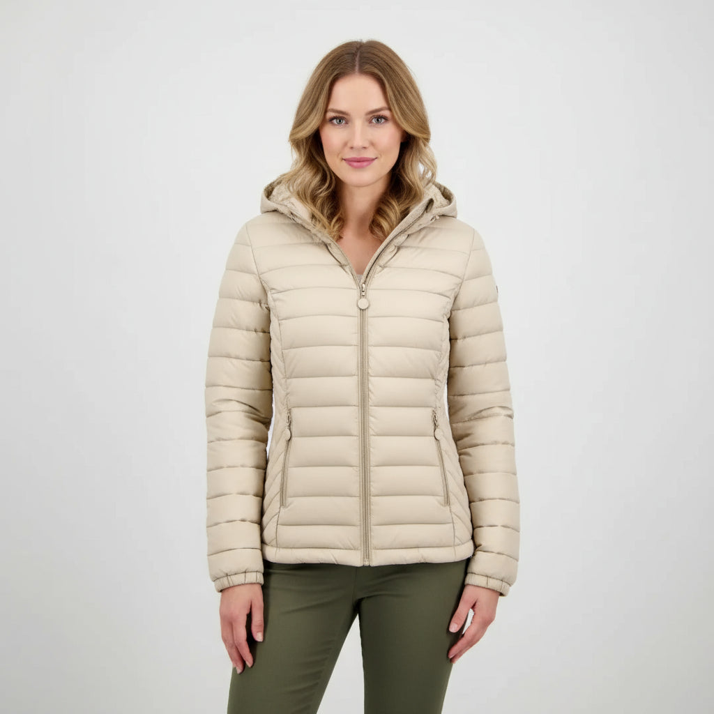 Leichte gesteppte Winterjacke mit Kapuze und Taschen