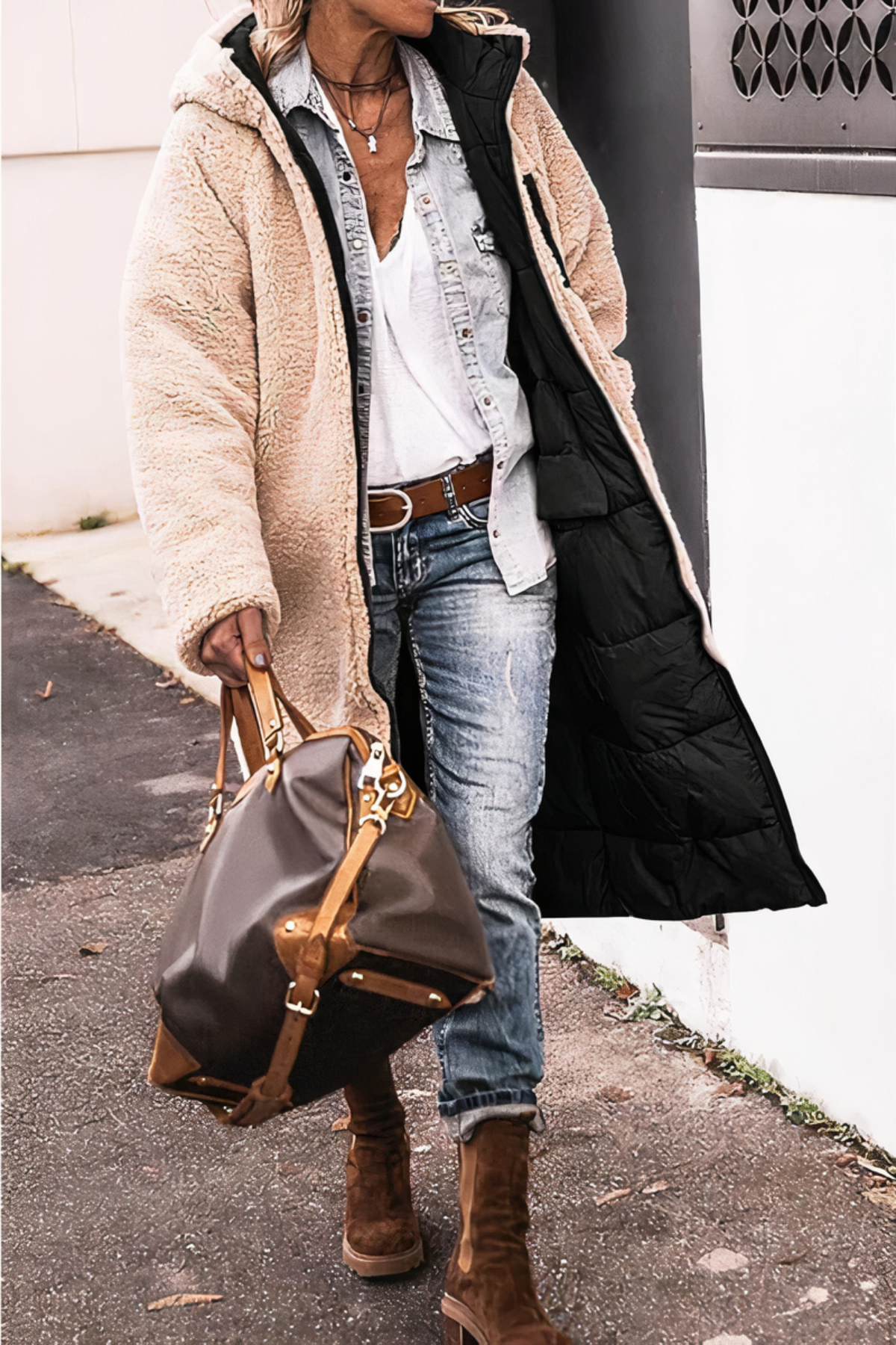 Parka Mantel mit Kapuze und Doppelreihe