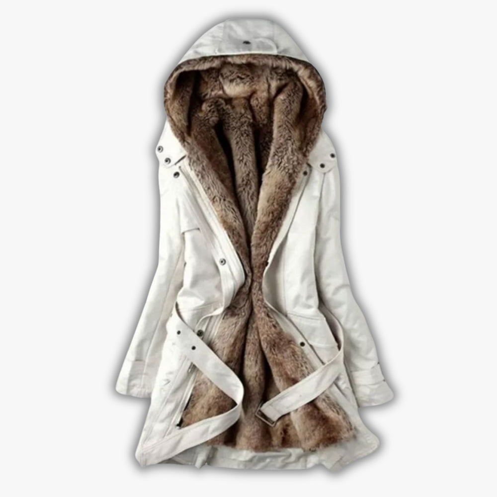 Winterparka mit Kapuze und Taillengürtel