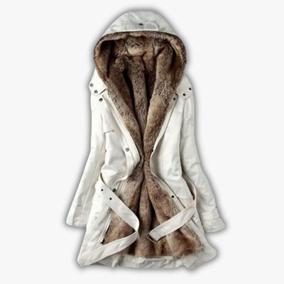 Winterparka mit Kapuze und Taillengürtel