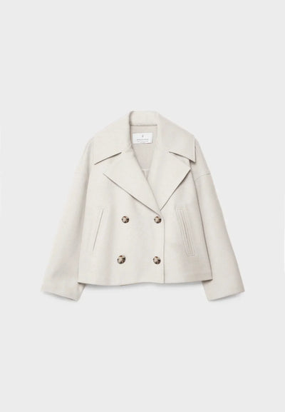 Kurze Jacke mit Doppelreihe und Stehkragen